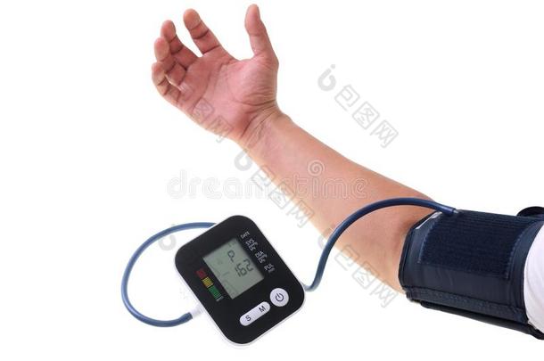 人检查血压显示屏和心速度显示屏