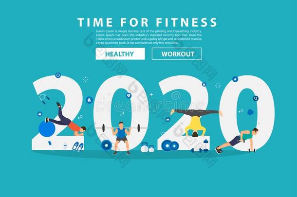 2020新的年健康总念观念男人锻炼健身房设备winter冬天
