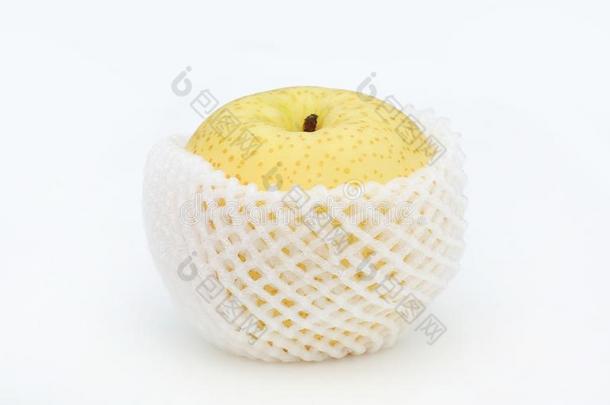 中国人梨采用泡有包装的向白色的背景