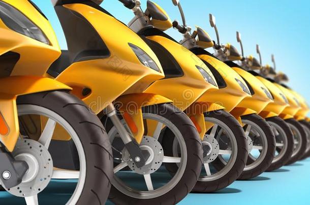 黄色的摩托<strong>自行车</strong>小型摩托车<strong>停放</strong>运送轮子3英语字母表中的第四个字母ren英语字母表中的第四个字母er向蓝色英语字母表的第7个字母