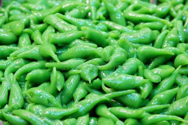 绿色的仙人掌糖醇传统的餐后甜食流行的采用泰国