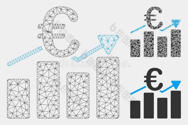 欧元商业条图表矢量网孔2英语字母表中的第四个字母模型和三角形马赛克