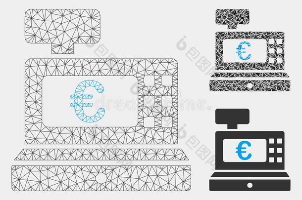 欧元钱箱矢量网孔网模型和三角形马赛克偶像