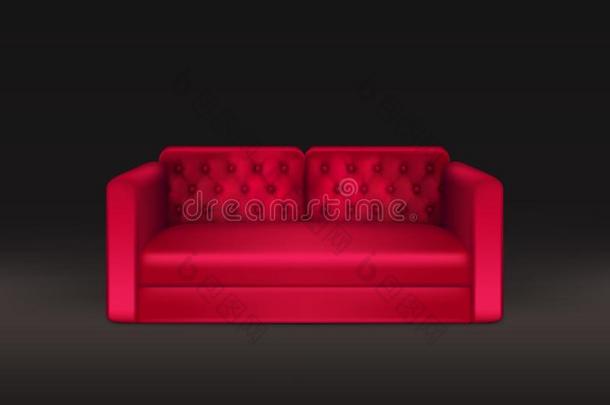 典型的沙发关于红色的皮现实的矢量