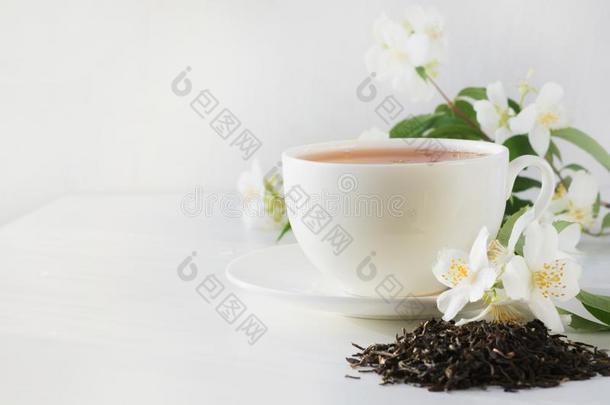 杯子关于绿色的茉莉属茶水白色的茉莉属e花.喝茶时间.复制品休闲健身中心