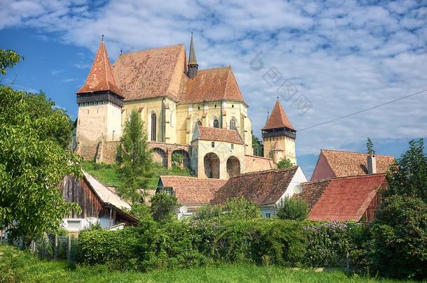 别尔坦加强的教堂采用特兰西瓦尼亚,罗马尼亚