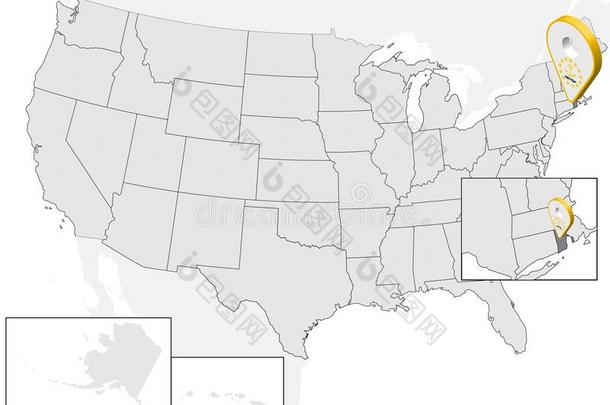 位置地图罗德岛向地图美利坚合众国.统一的国家关于美洲.