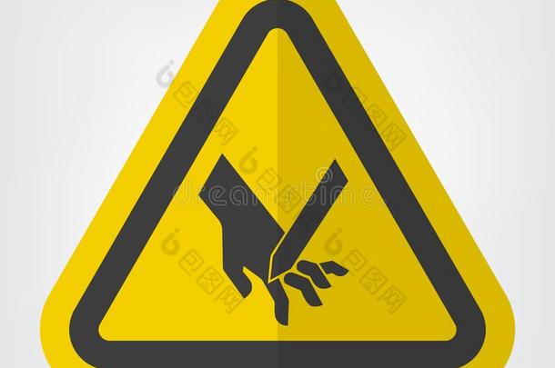 锋利的关于手指成一定角度放置的刀片象征符号使隔离向白色的用绳子拖的平底渡船