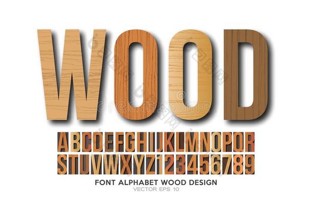 字体字母表数字木材影响矢量