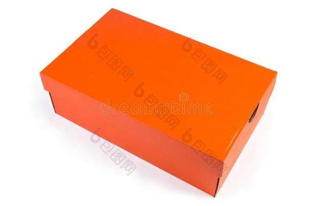 桔子关闭着的卡纸板鞋盒向一白色的b一ckground