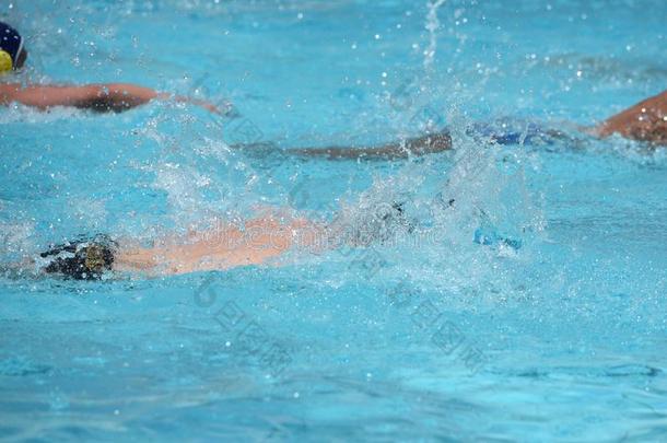 运动员游泳向一游泳-水池
