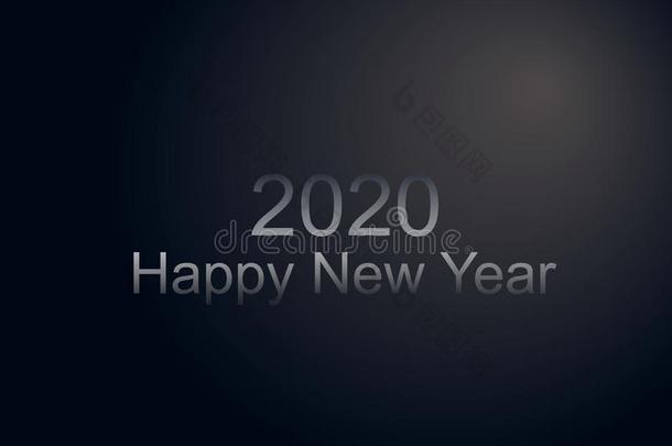幸福的新的年2020数字和灰色梯度框架,黑的不光滑的