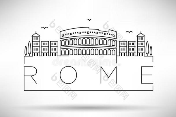 <strong>罗马</strong>城市<strong>线条</strong>轮廓印刷上的设计