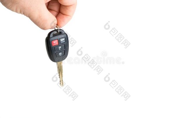 一悬吊着丰田汽车汽车钥匙和butt向的复数隔离的向一白色的b一ckg