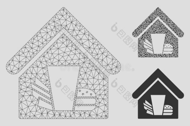速食的咖啡馆矢量网孔尸体模型和三角形马赛克偶像
