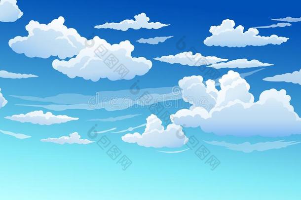 蓝色天和白色的云清楚的和煦的：照到阳光的一天