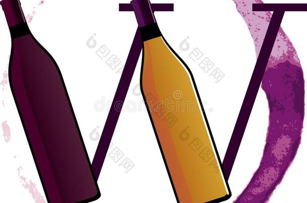 葡萄酒文化观念.两个瓶子采用信wickets三柱门.