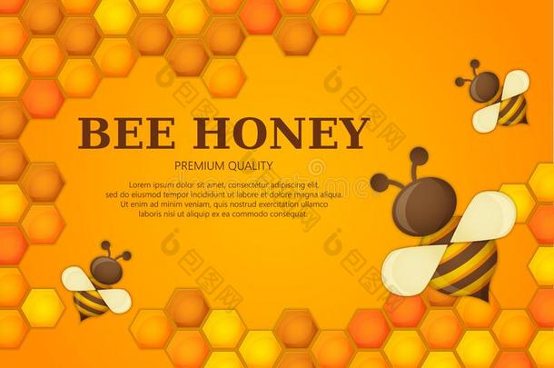 蜂蜜标签额外费用质量标题.纸将切开方式蜜蜂和用磨刀石磨