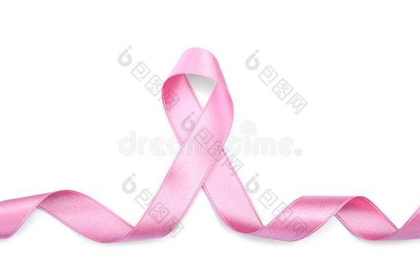 卷曲的粉红色的带向白色的背景.乳房癌症c向cept