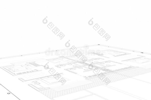 部分计划关于建筑学的放映向指已提到的人白色的背景