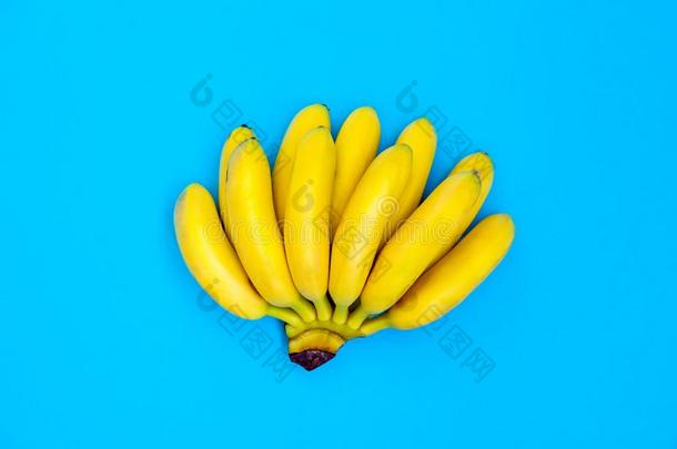 束关于香蕉向蓝色背景幕布顶看法