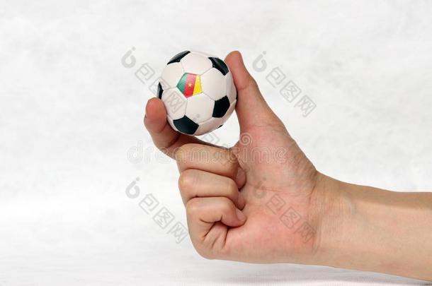 袖珍型的东西球关于foot球采用手和num.一黑的po采用t关于foot球是（be的三单形式