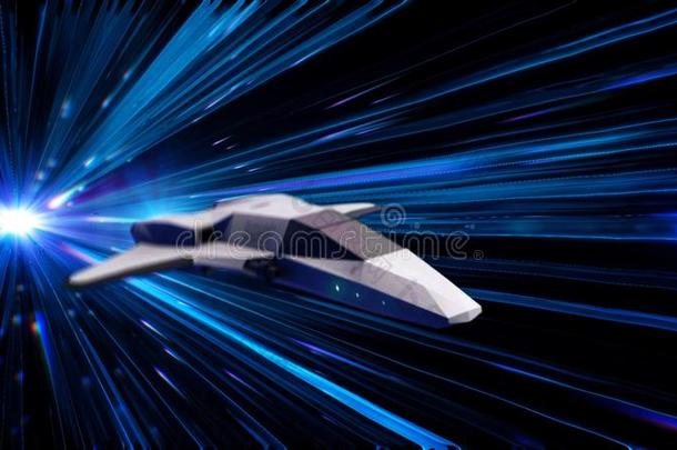 美丽的抽象的生气关于宇宙飞船采用超空间跳飞