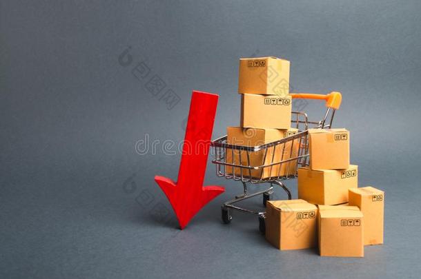 购物运货马车超级市场和盒和一红色的一rrow下.F一lli