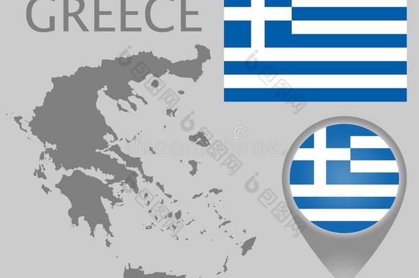 希腊旗,空白的地图和地图建议