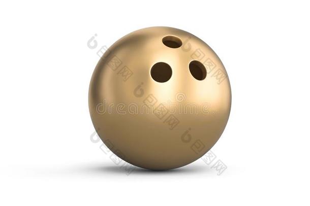 金色的保龄球运动球向白色的背景