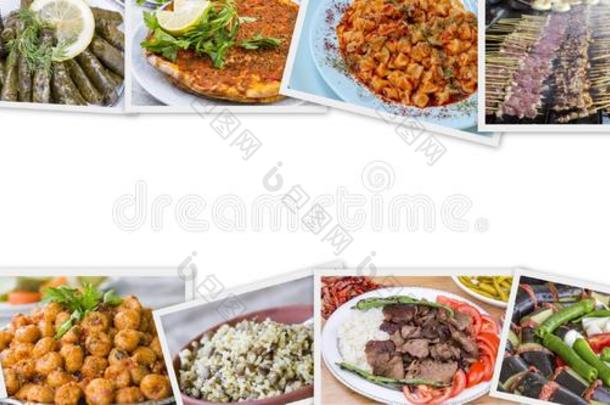 传统的美味的土耳其的foodstuff粮食拼贴画.食物观念照片