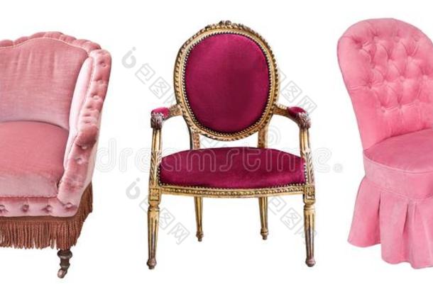 酿酒的美丽的粉红色的和红色的维尔洛扶手椅隔离的向白色的
