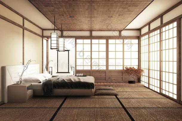 内部奢侈现代的日本人方式卧室愚弄在上面,狡诈的