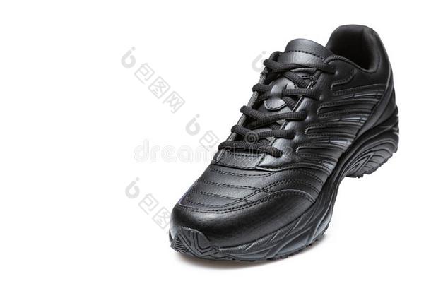 单一的黑的橡皮底<strong>帆布鞋</strong>采用运动,观念,向一白色的b一ckground
