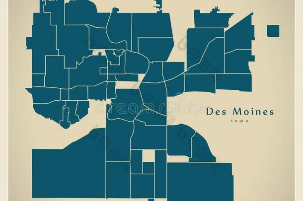 现代的城市地图-design设计莫因斯爱荷华州城市关于指已提到的人美利坚合众国和邻居