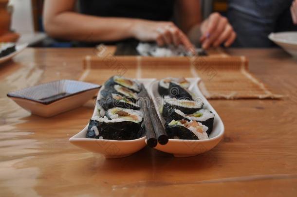 寿司.美味的餐和鱼,稻和<strong>增补</strong>,事先准备好的