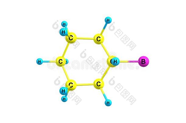 Bromocyclohexane分子的结构隔离的向白色的