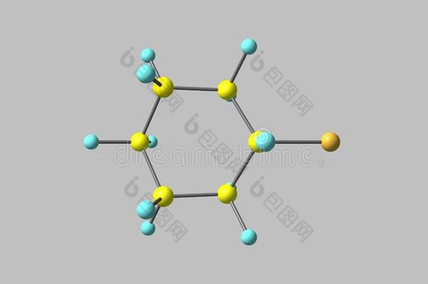 溴环己烷分子的结构隔离的向灰色的