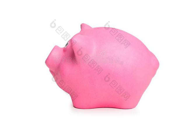 粉红色的<strong>小猪</strong>银行隔离的向白色的背景面