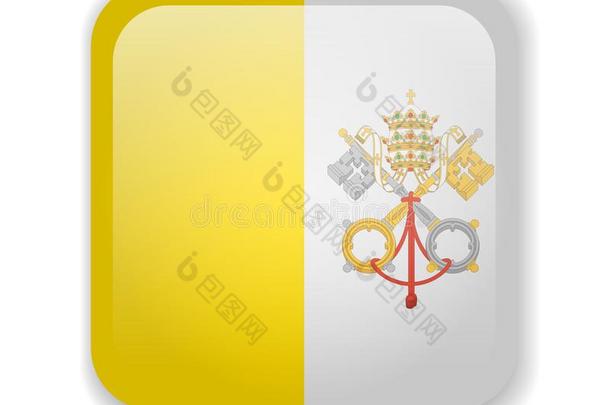 梵蒂冈旗明亮的正方形偶像向一白色的b一ckground