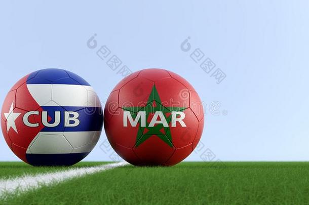 古巴versus对.摩洛哥羊皮革<strong>足球比赛</strong>-足球杂乱采用古巴和摩洛哥羊皮革