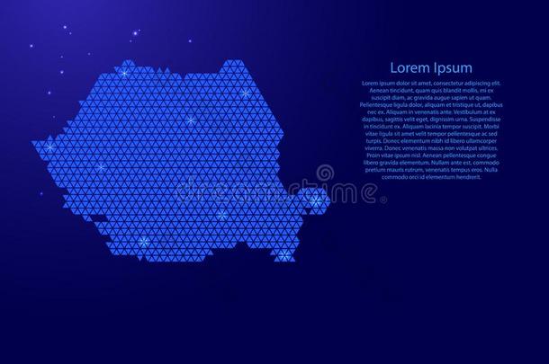 罗马尼亚地图抽象的纲要的从蓝色三角形反复的轻拍
