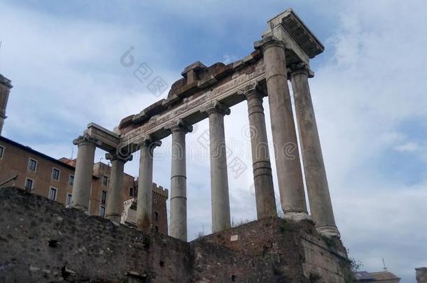 古罗马的论坛,庙关于土星,罗马,意大利
