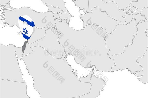 国家关于以色列位置地图向地图中部东.3英语字母表中的第四个字母以色列旗