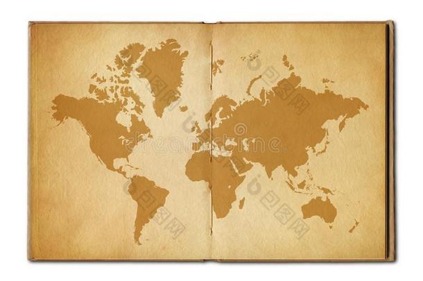酿酒的世界地图向一老的敞开的书