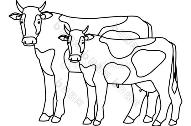 农场,动物和农场主漫画采用黑的和白色的