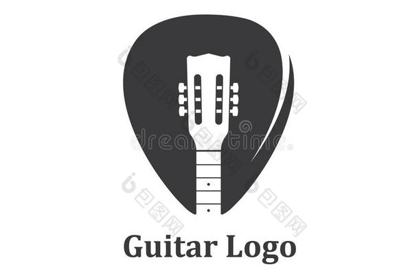 吉他偶像标识矢量说明设计