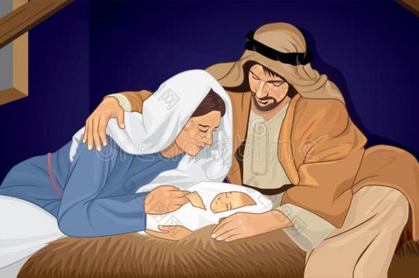 耶稣bear的过去分词圣诞节玛丽连帽大氅上帝耶稣基督圣诞节婴儿
