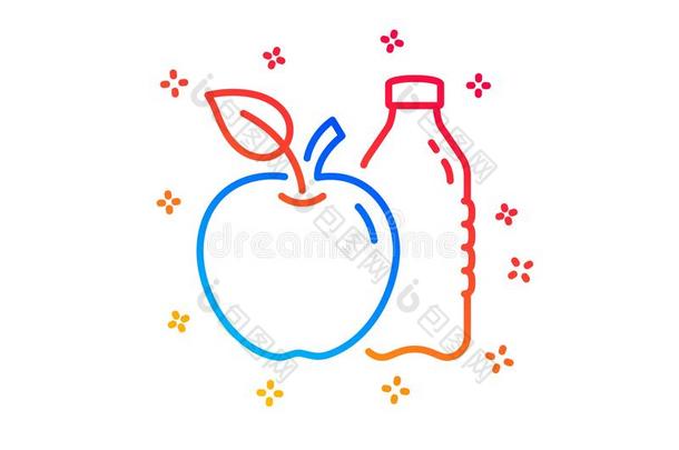 苹果线条偶像.成果,水瓶子符号.矢量