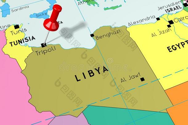 利比亚,<strong>硅藻</strong>土-首都城市,用针别住向政治的地图